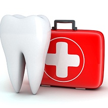 Molar and first aid kit for emergency dentist.