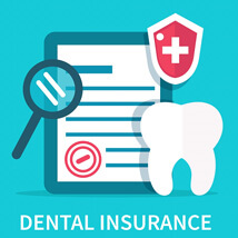 illustration of dental insurance form, a tooth and magnifying glass