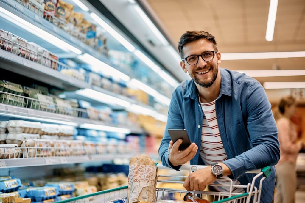 A man grocery shopping